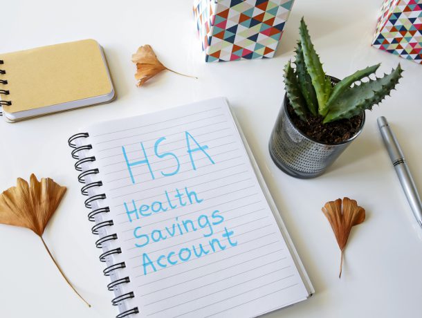 HSA health savings account written in a notebook