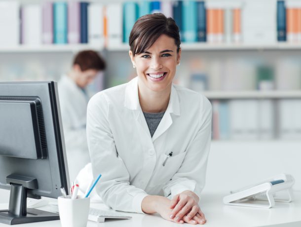 Smiling doctor at the clinic